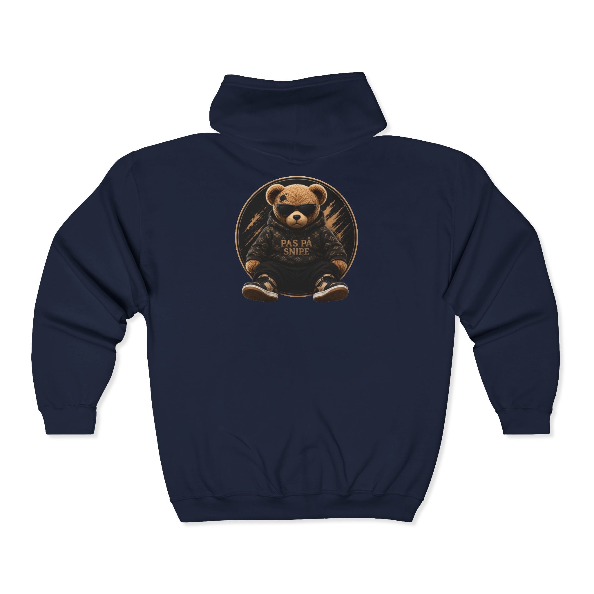 Bear Protector Zip Hoodie — 'Pas de Venin' Vintage Teddy Graphic