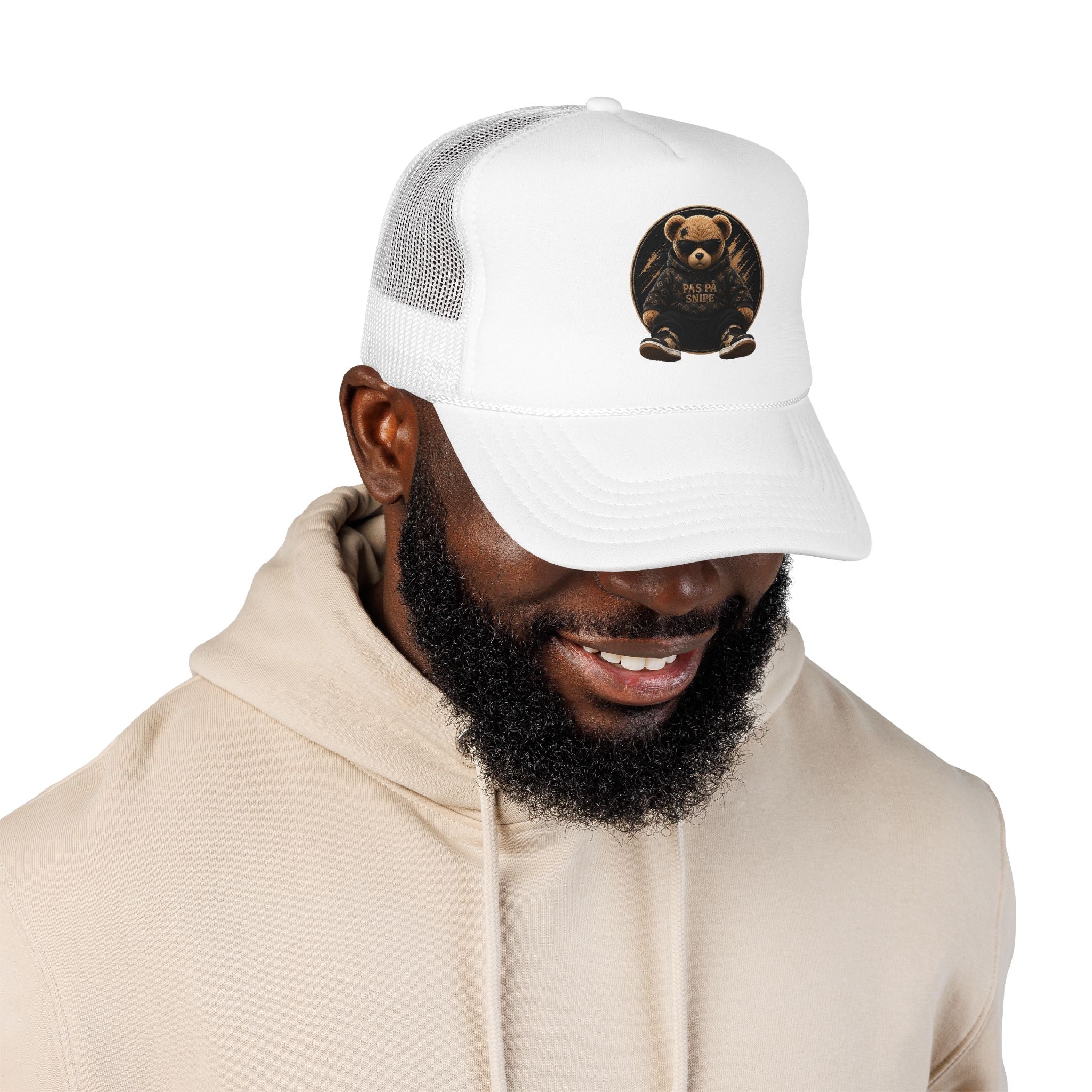 Teddy Bear Trucker Hat — Vintage "Pas de Panier" Patch Cap