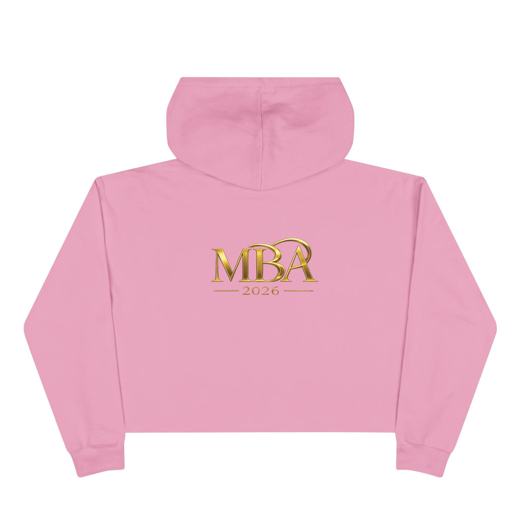 MBA 2026 Cropped Hoodie — Gold Logo Fashion Crop Hoodie