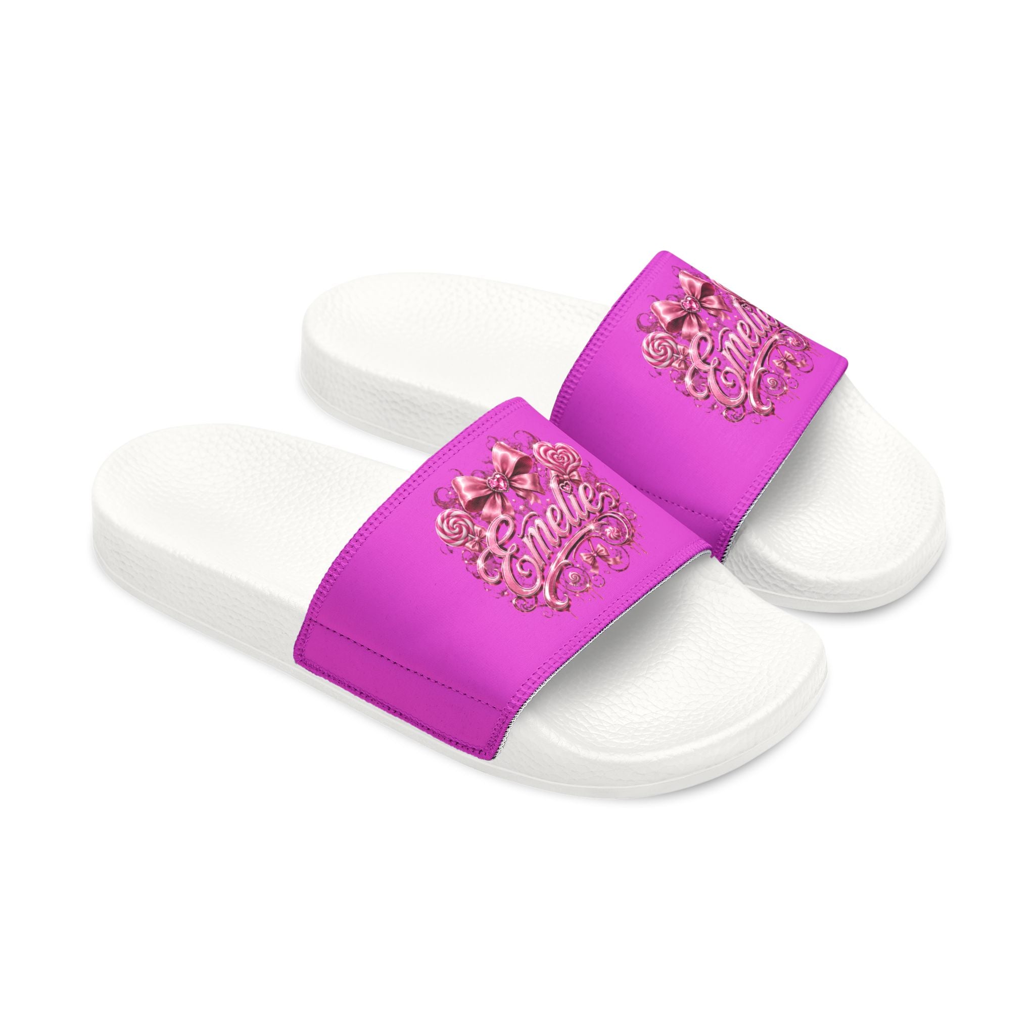 Men's Slide Sandals — Pink Floral 'Epic Mom' Embossed Strap