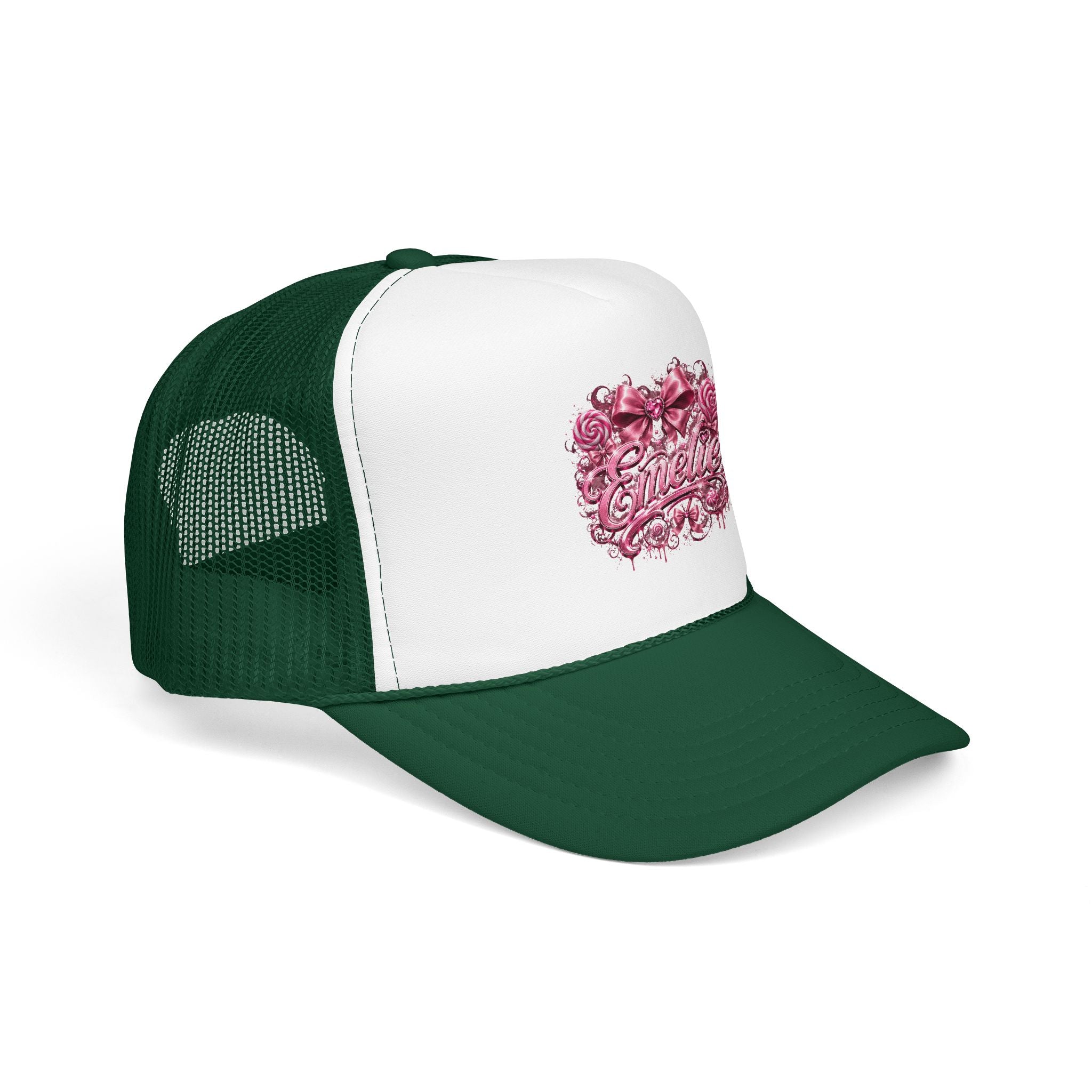 Trucker Hat — Pink Floral 'Enele' Bow Logo