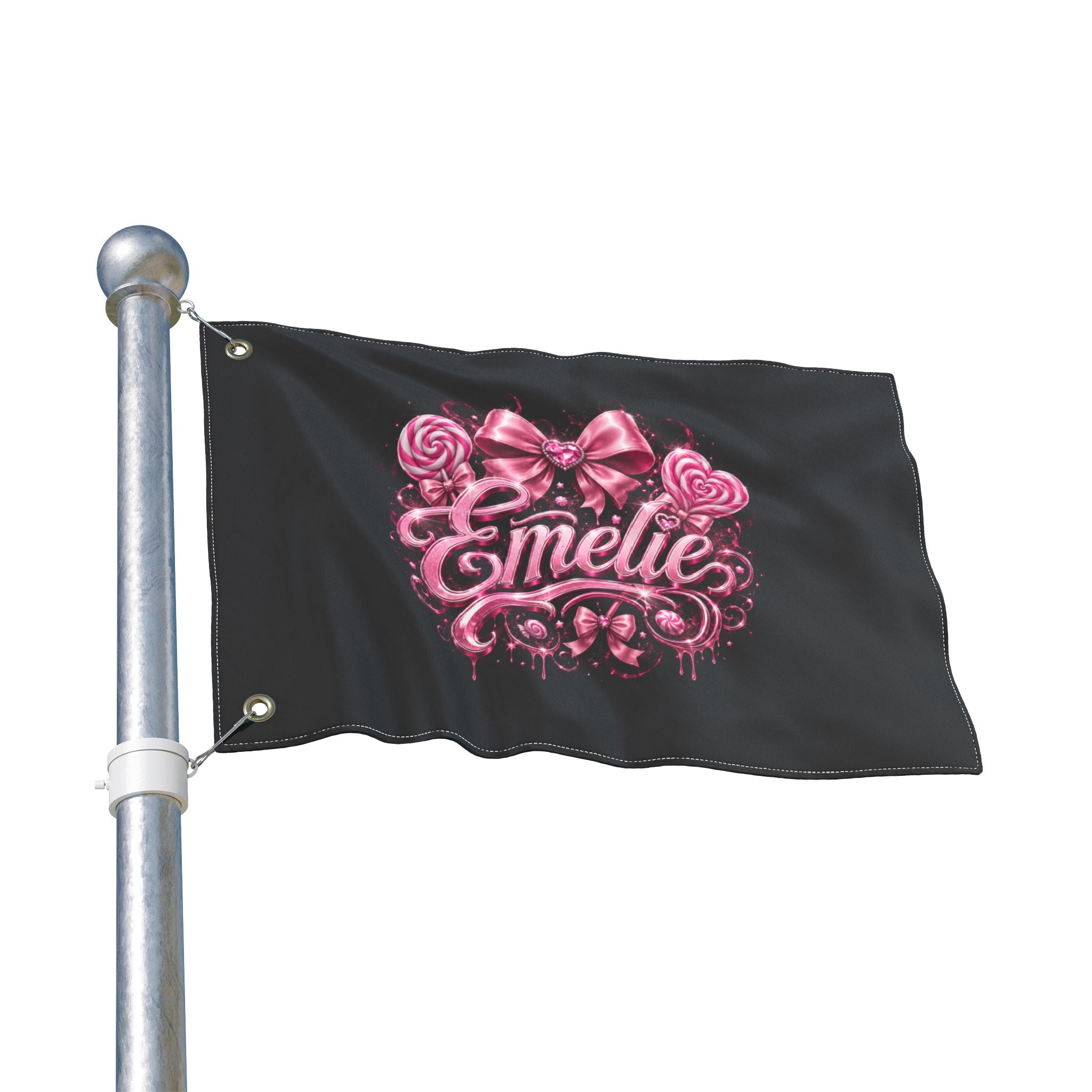 Personalized Pink Candy Name Flag — 'Emelie' Double-Sided Decorative Banner