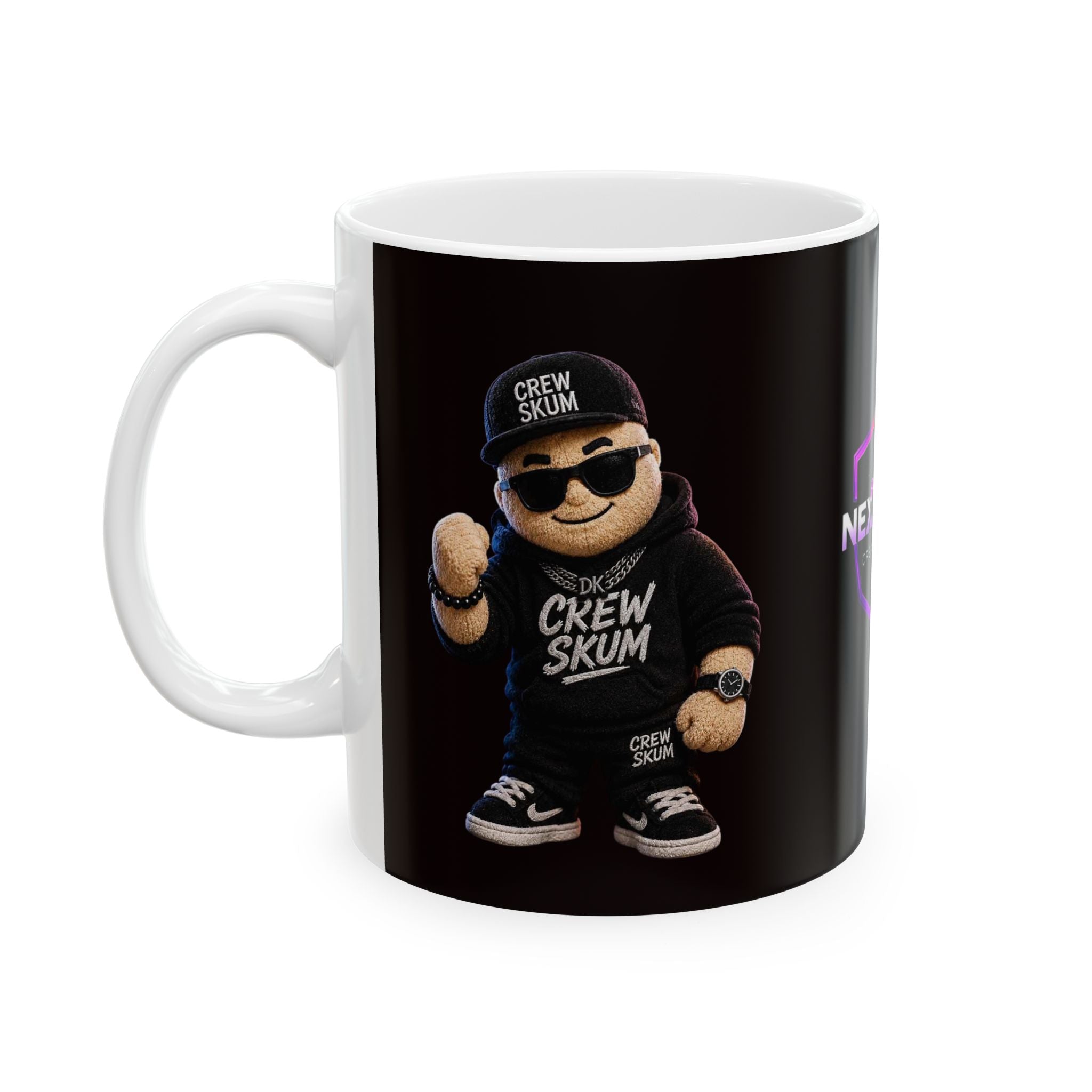 Next Level Creator Agency Logo Ceramic Mug — Black Branded Coffee Cup (11oz, 15oz)