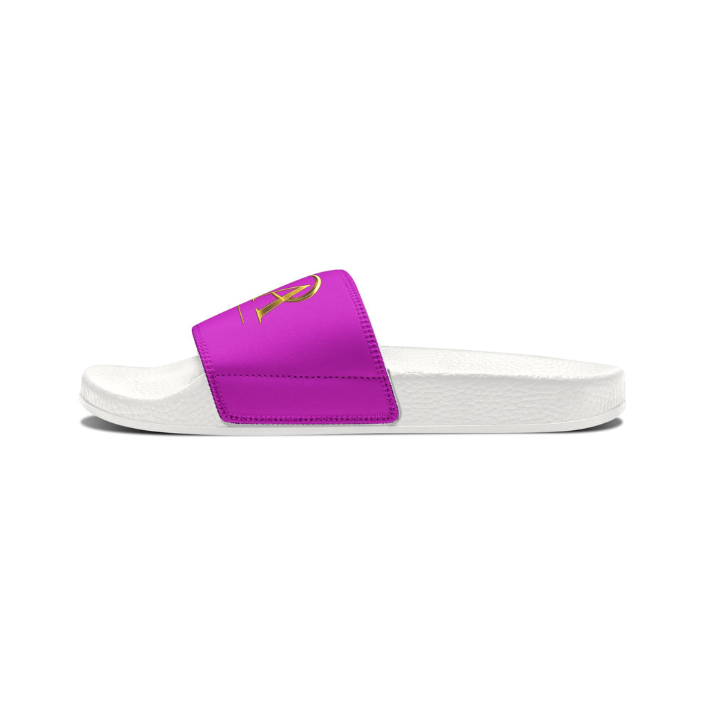 Slide Sandals — Purple 'MBA 2026' Removable‑Strap Pool Slides for Men