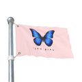 Double-Sided Flag — Pink Blue Butterfly "Team Bird" Garden Banner