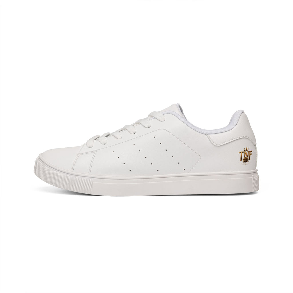 Men's White Leather Low-Top Sneakers — Classic Casual Everyday Shoes