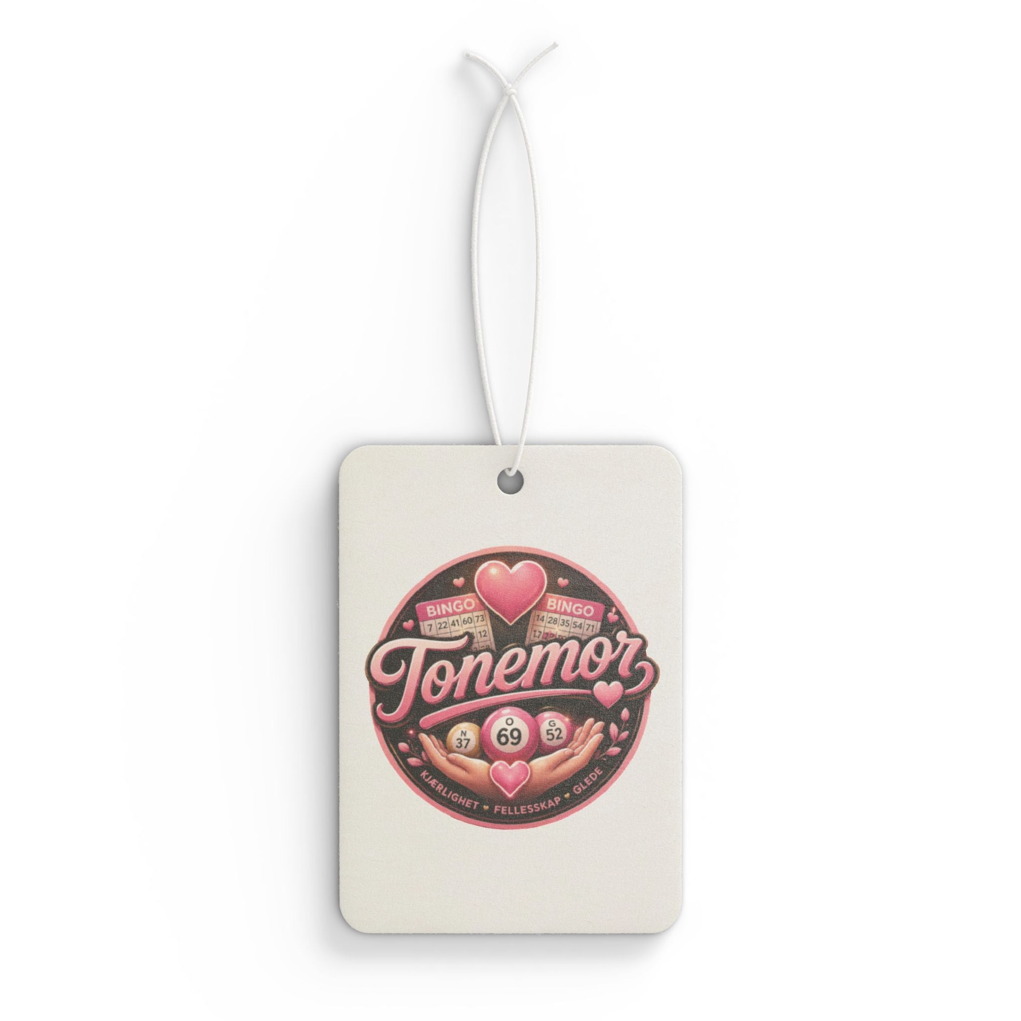 Car Air Freshener — Vintage Pink "Tonemoz" Heart Badge Scented Ornament