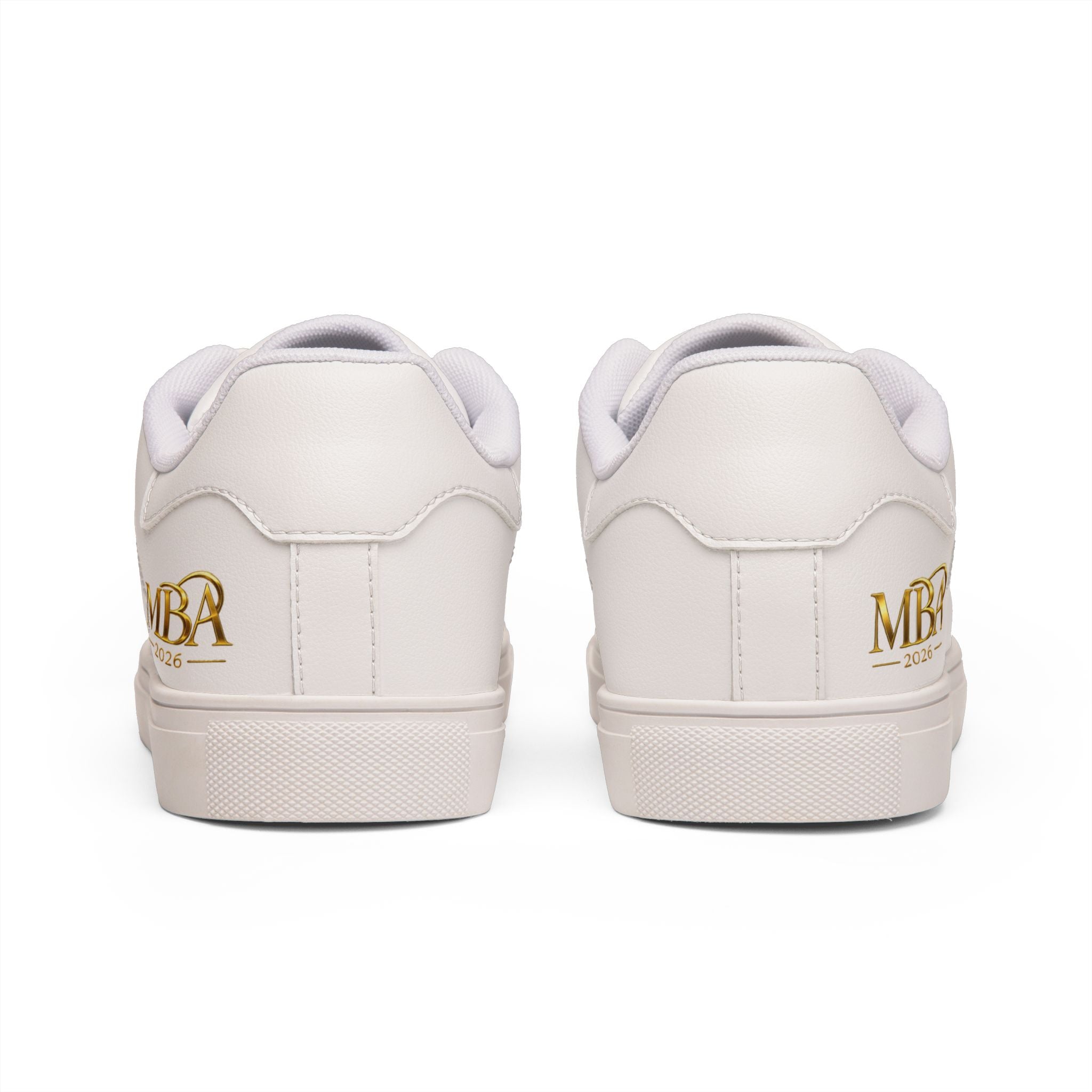 Classic White Leather Sneakers — Men's Low-Top Casual Trainers