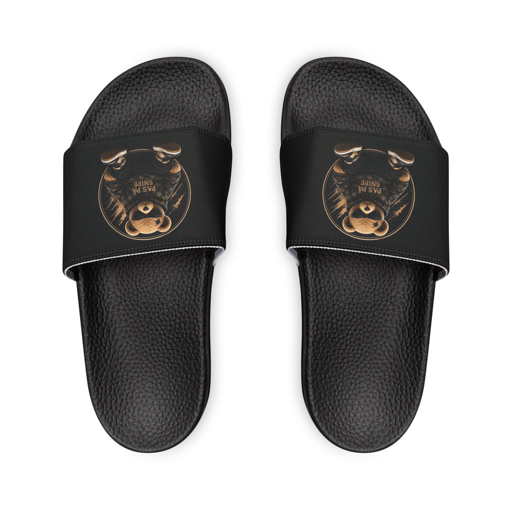 Bear Graphic Slide Sandals — Men’s Removable‑Strap Casual Slides
