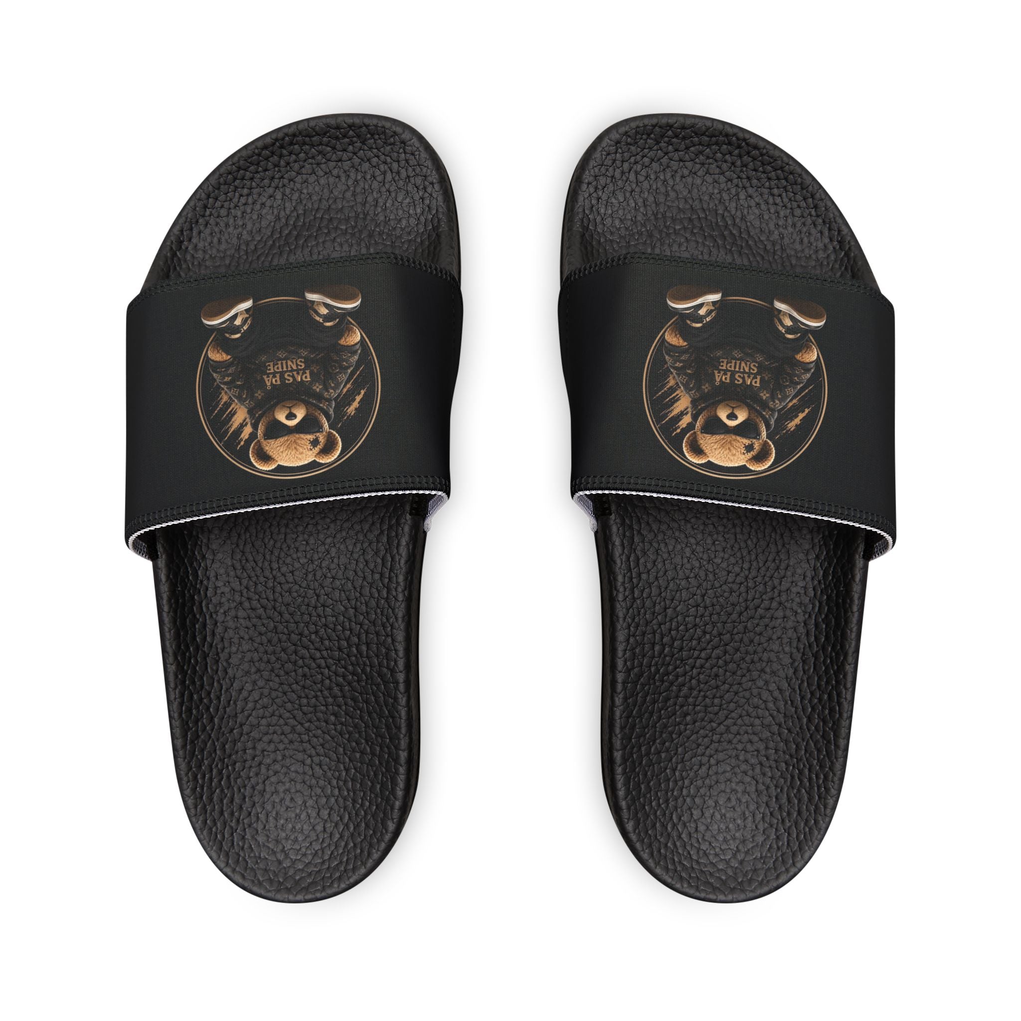 Bear Graphic Slide Sandals — Men’s Removable‑Strap Casual Slides