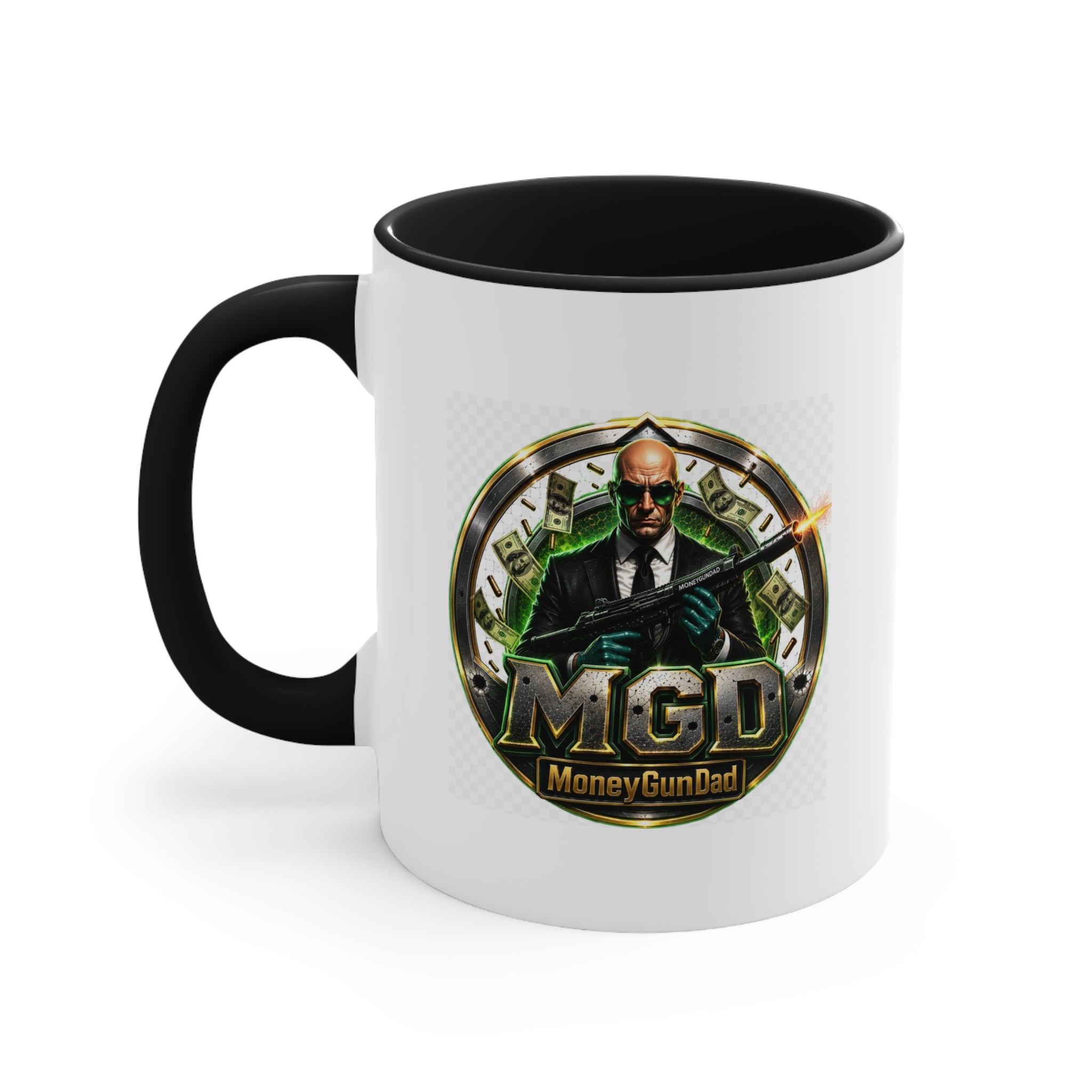 MoneyGunDad Accent Mug — Gamer/Streamer Logo Coffee Cup
