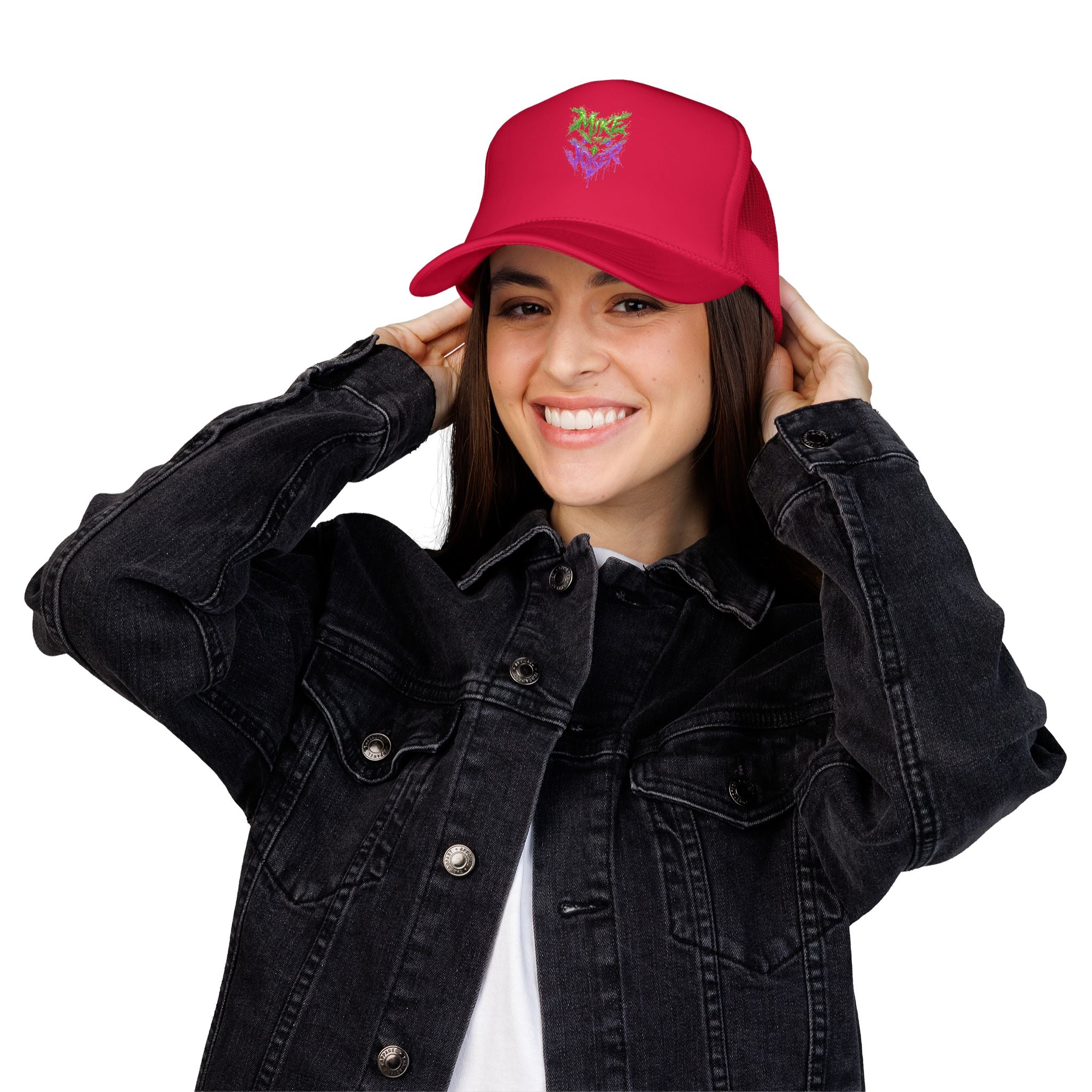 Trucker Hat with Neon Grunge Heart Logo