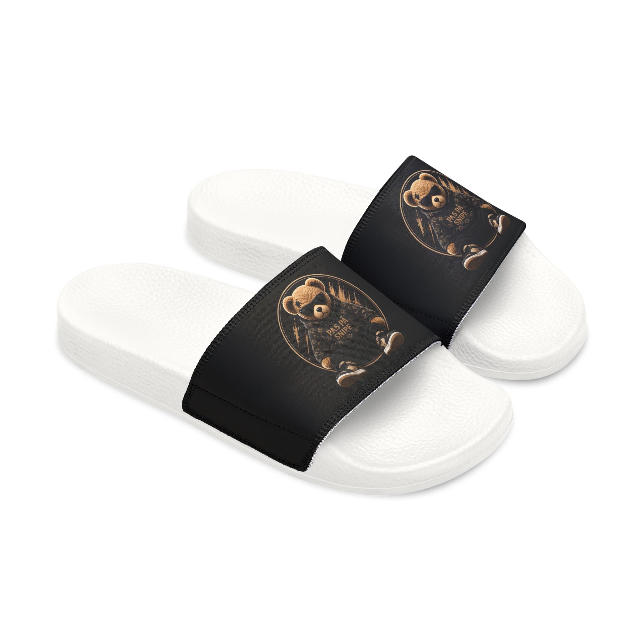 Bear Graphic Slide Sandals — Men’s Removable‑Strap Casual Slides