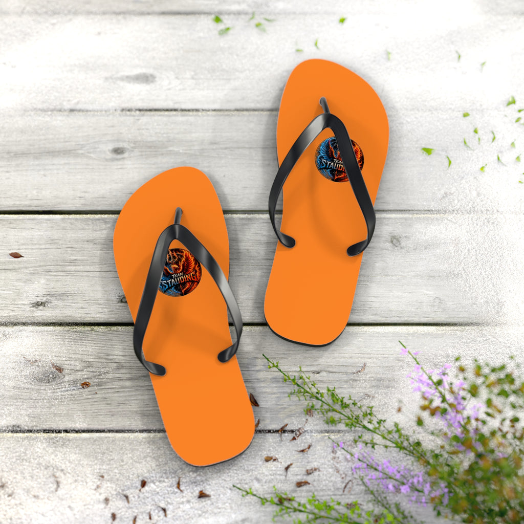 Orange Flip Flops with Small Tribal Sun Accent – Summer Beach Sandals