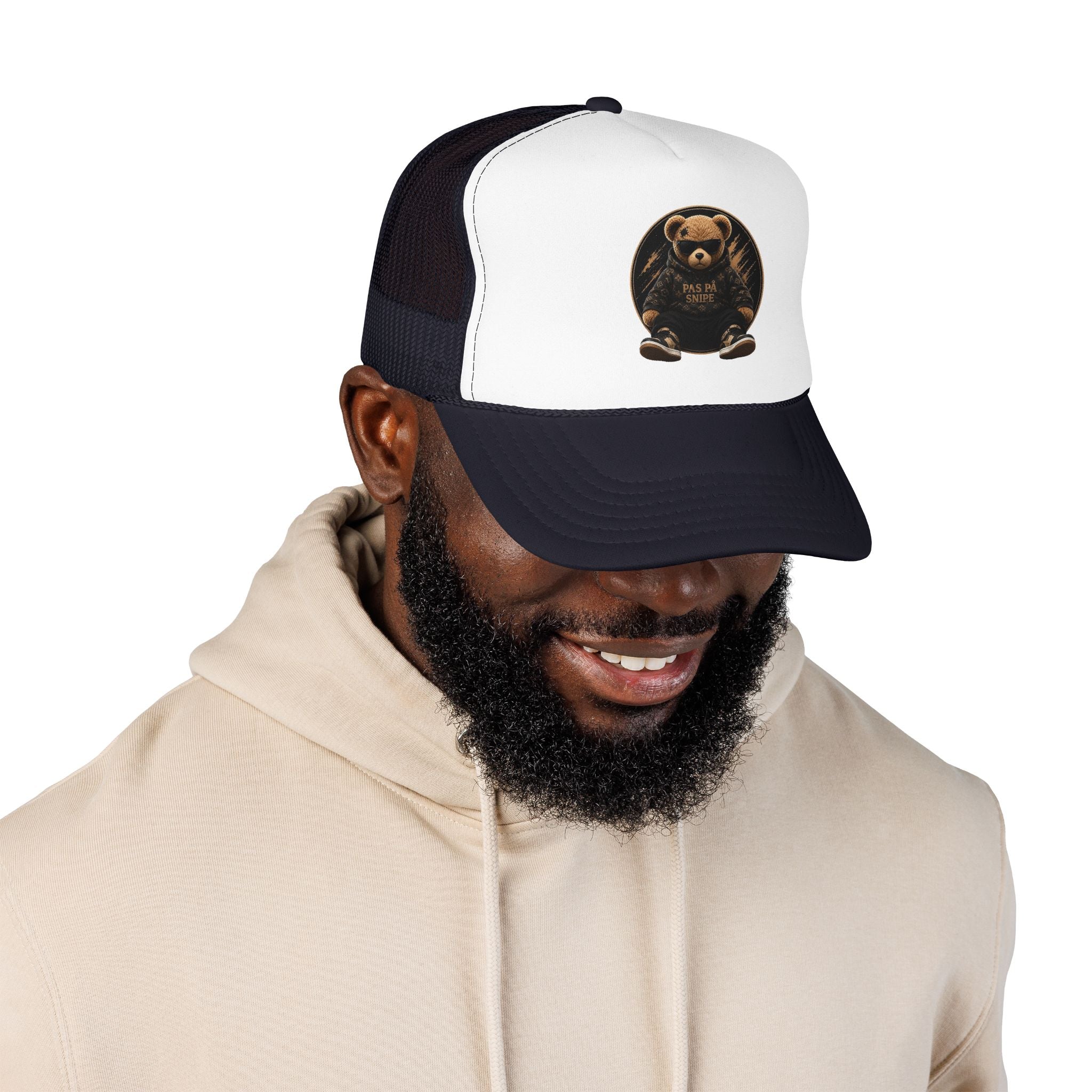 Teddy Bear Trucker Hat — Vintage "Pas de Panier" Patch Cap