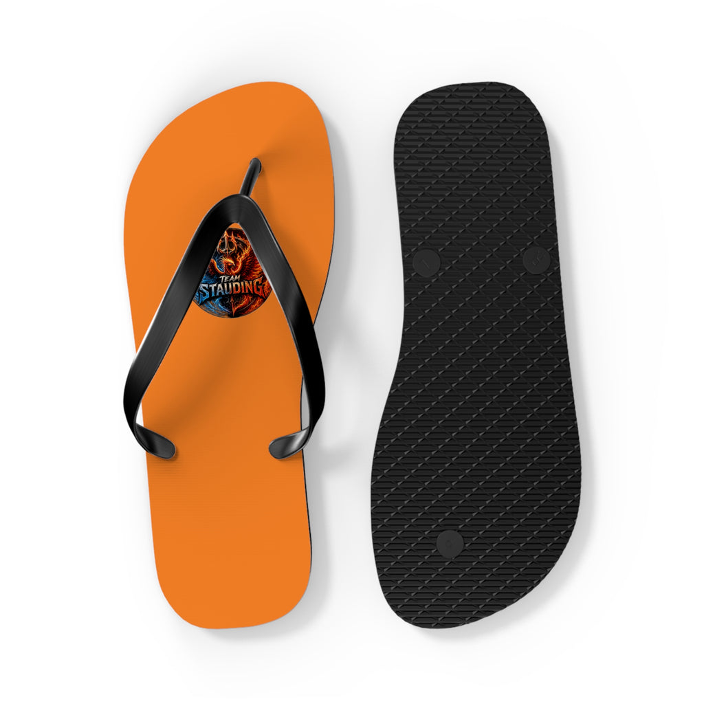 Orange Flip Flops with Small Tribal Sun Accent – Summer Beach Sandals