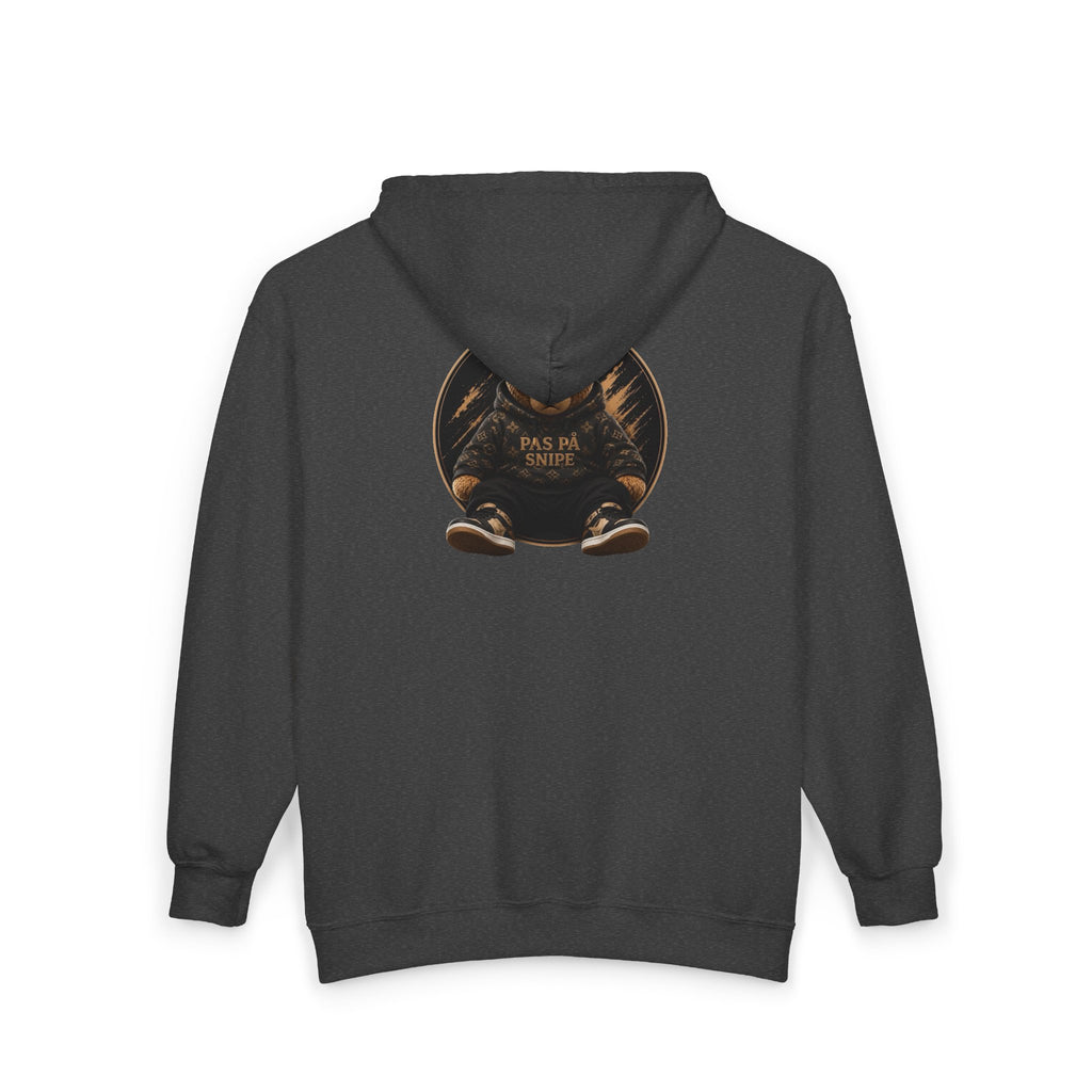 Bear Protector Zip Hoodie — 'Pas de Venin' Vintage Teddy Graphic