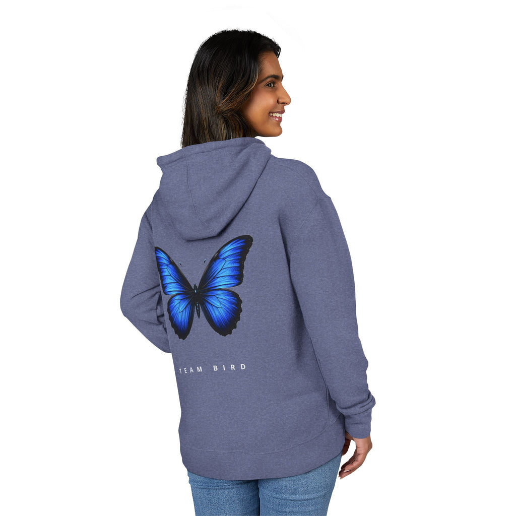 Butterfly Graphic Hoodie — "Team Bird" Blue Wing Pullover
