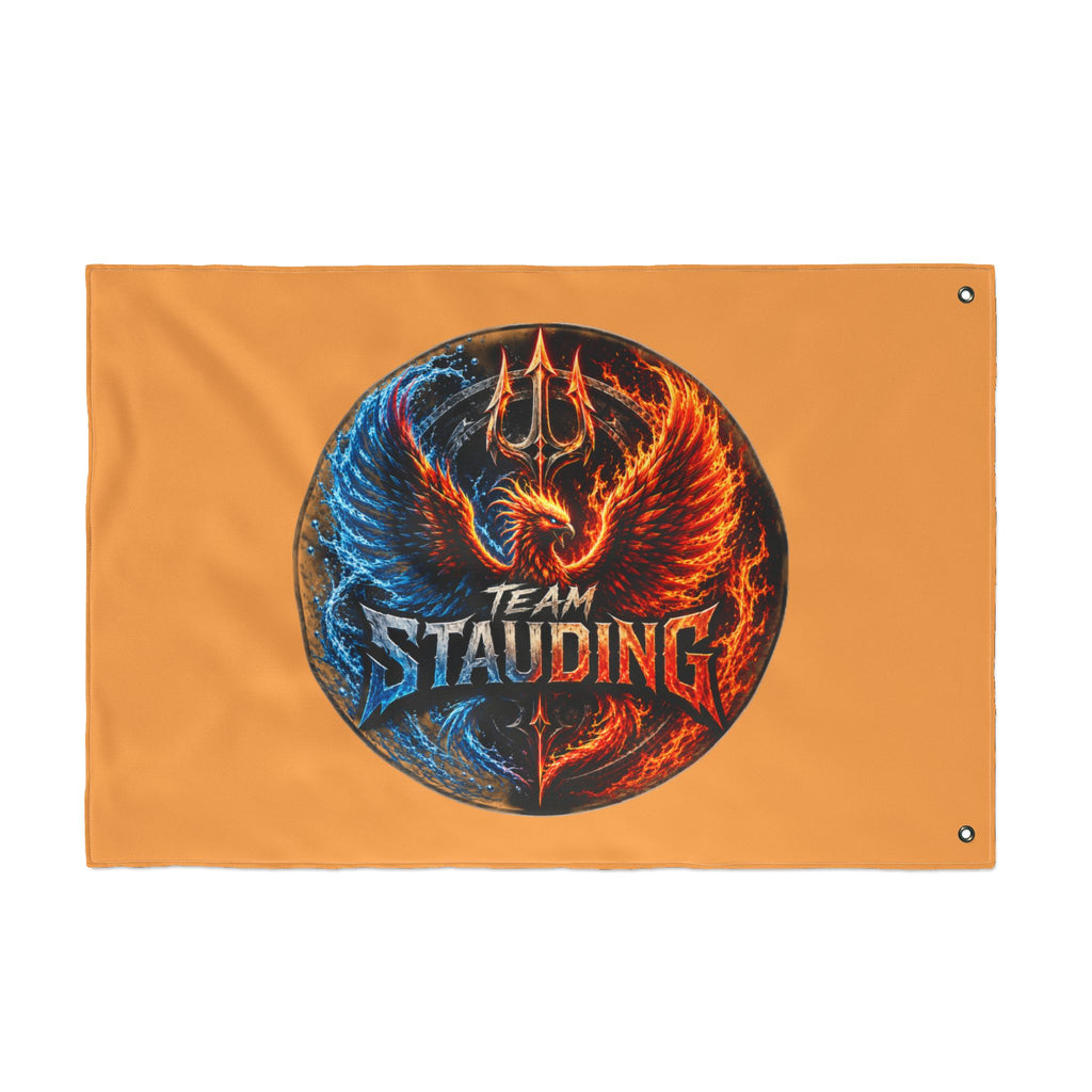 Team Stauding Double-Sided Flag — Fiery Phoenix Logo Outdoor Banner
