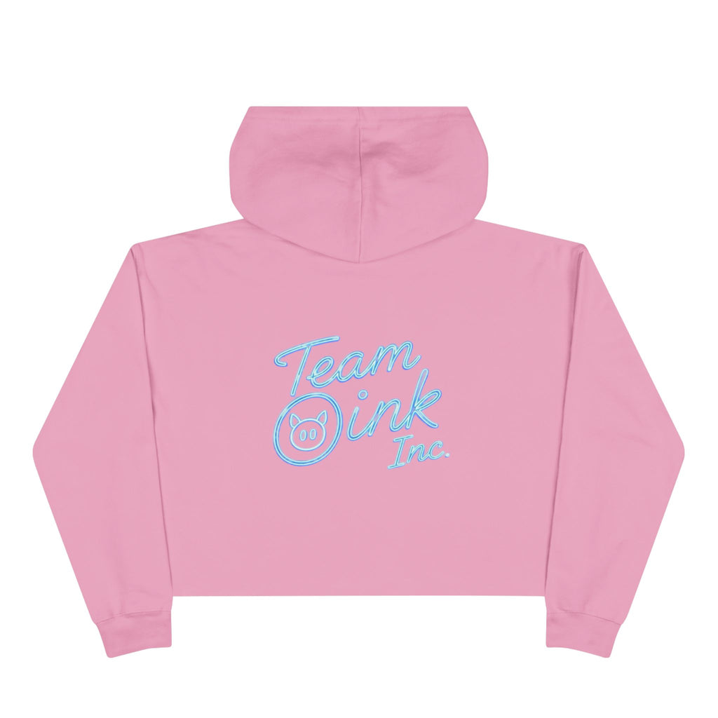 Team Oink Inc. Cropped Hoodie – Minimal Pastel Logo Crop Sweatshirt