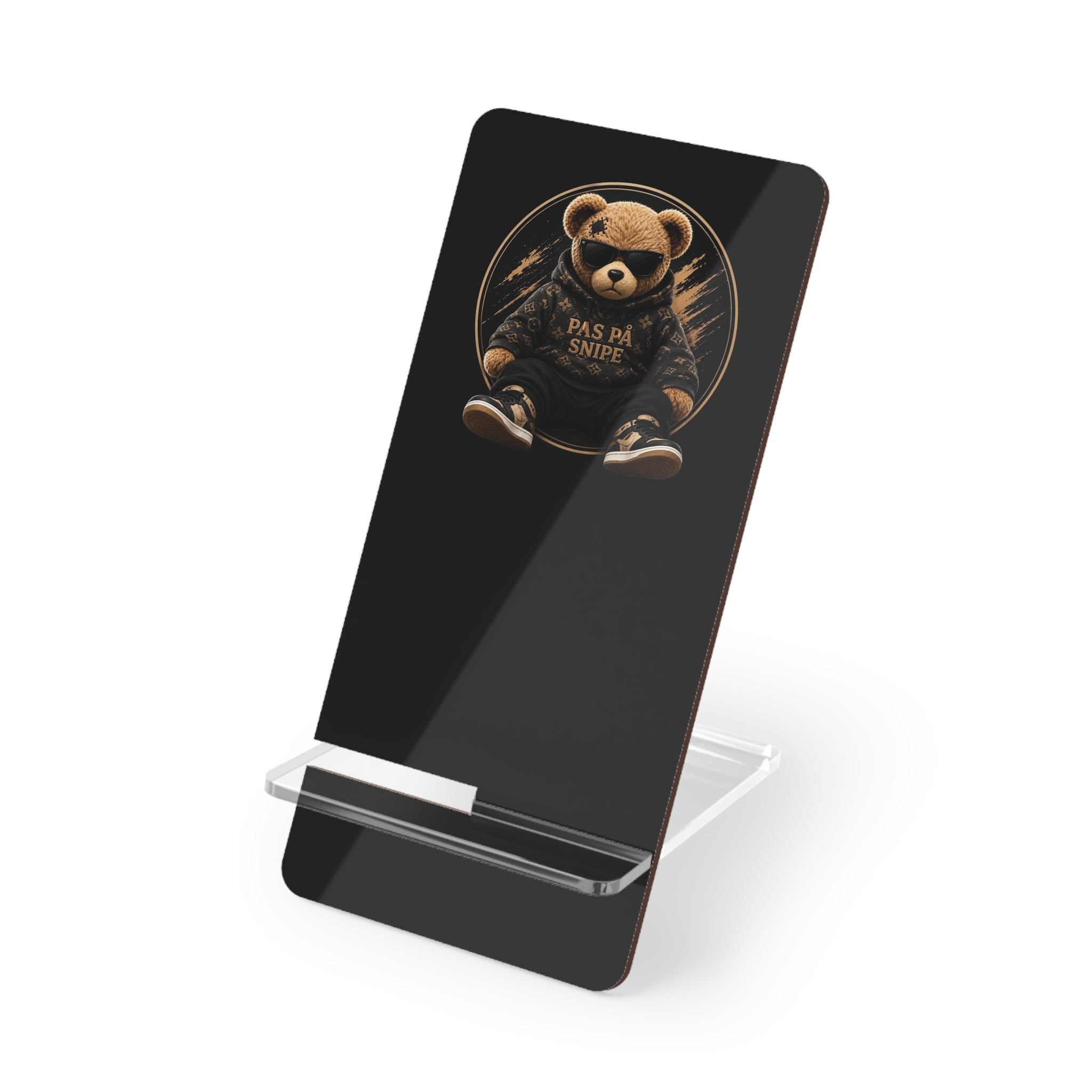 Bear Graphic Phone Stand - 'Pas Pa Simple' Mobile Display Holder