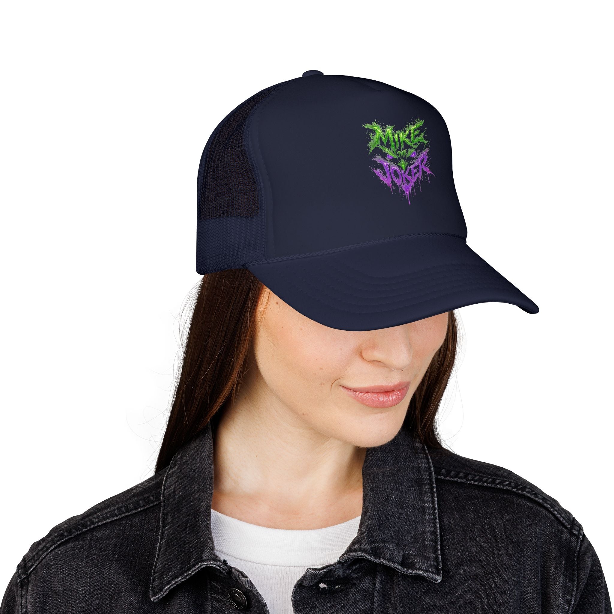 Trucker Hat with Neon Grunge Heart Logo