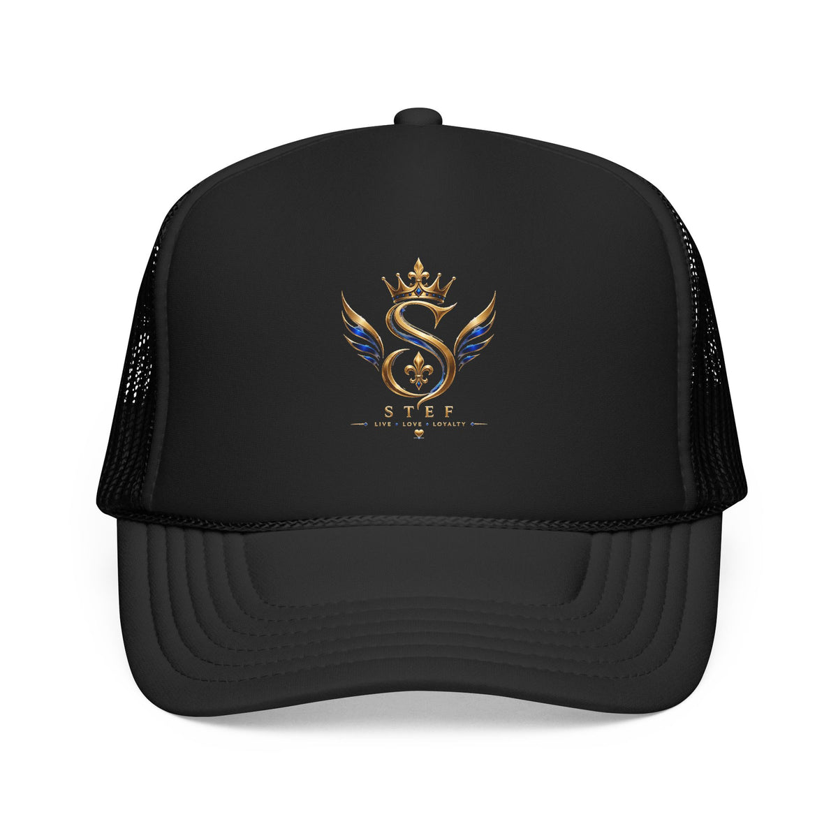 Embroidered Royal S Crest Trucker Hat – Gold Crown & Wings Foam Cap
