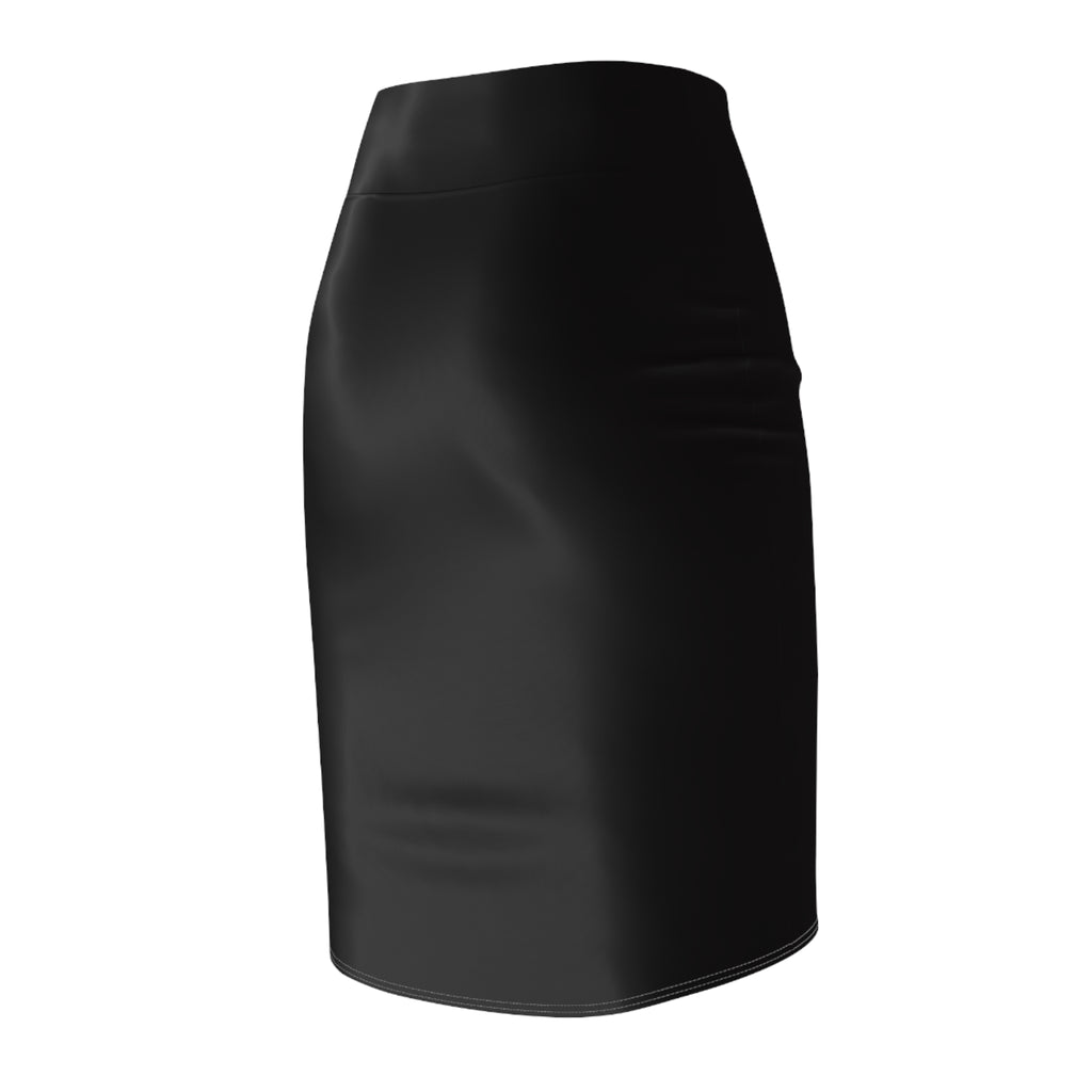 Black Pencil Skirt with Subtle Automotive Emblem – Sleek Office & Casual Wear