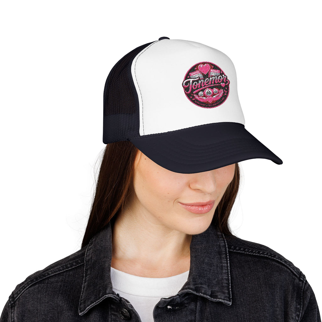 Foam Trucker Hat — Pink Glitter "Tenerme" Heart Patch Cap