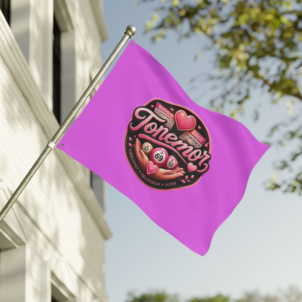 Tonemor Bingo Hearts Flag — Double-Sided Pink Decorative Flag