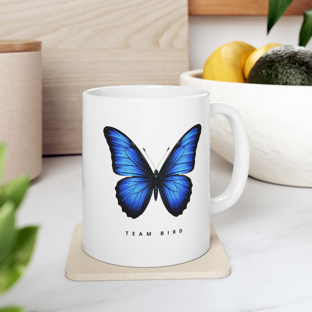 Blue Butterfly Ceramic Mug — Inspirational 'You Are Stronger Than You Think' Coffee Cup (11oz, 15oz)