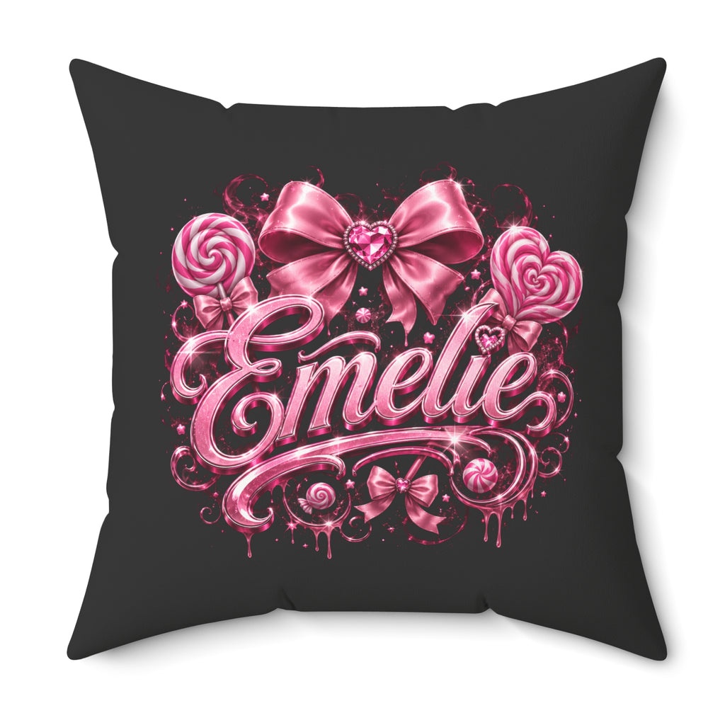 Emelie Pink Ribbon Decorative Throw Pillow
