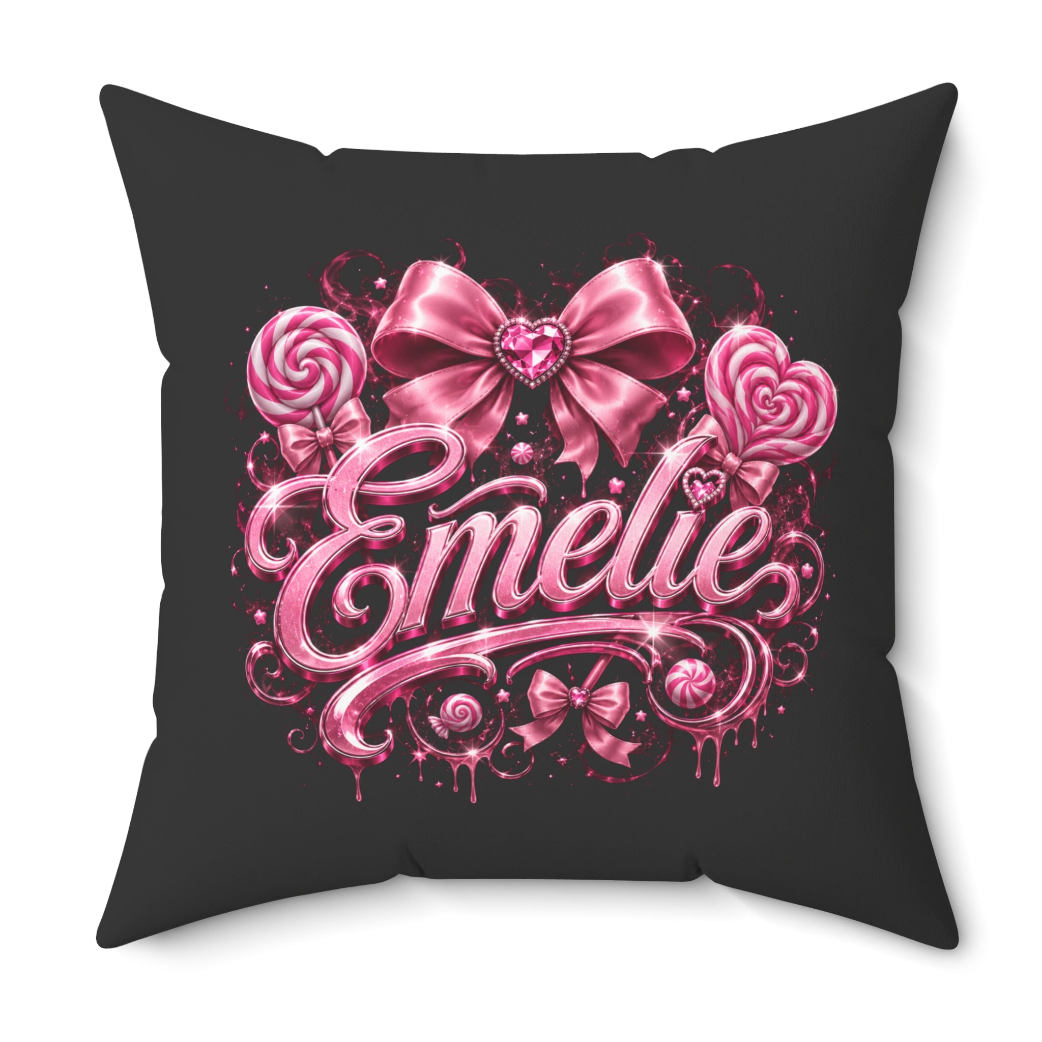 Emelie Pink Ribbon Decorative Throw Pillow