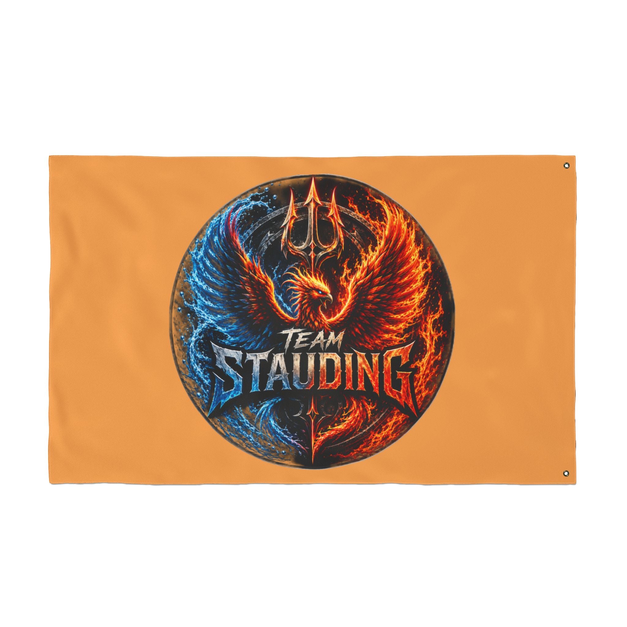 Team Stauding Double-Sided Flag — Fiery Phoenix Logo Outdoor Banner