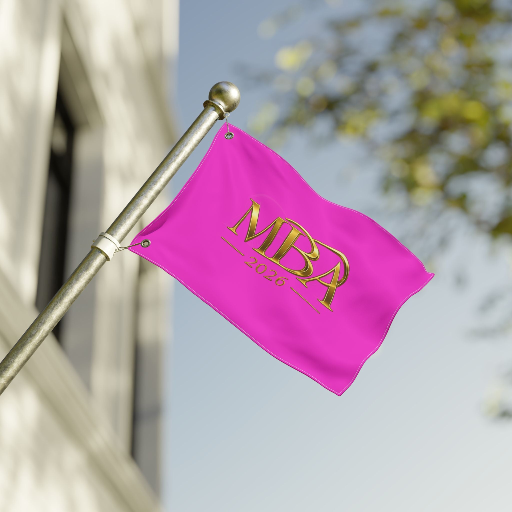MBA 2026 Double-Sided Flag — Pink Gold Graduation Banner