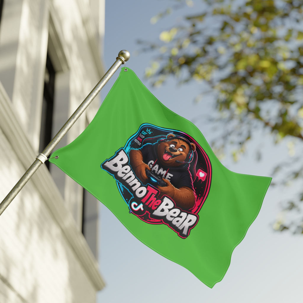 Benno The Bear Gaming Flag — Double-Sided Gamers Banner
