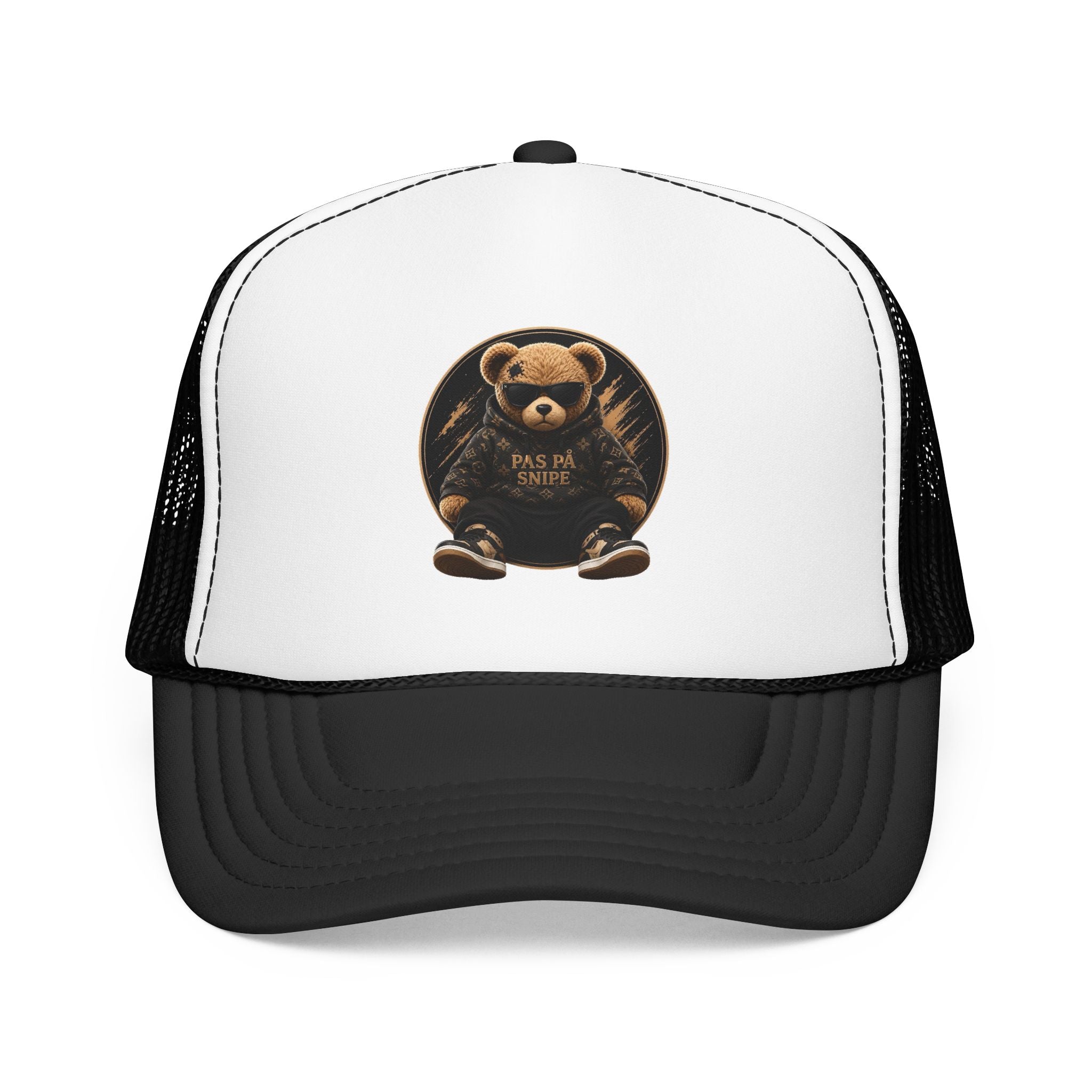 Teddy Bear Trucker Hat — Vintage "Pas de Panier" Patch Cap