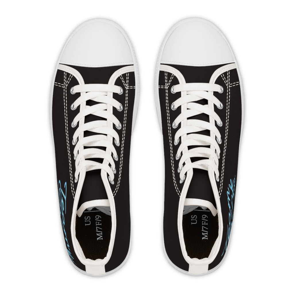Women's High Top Sneakers — Retro Black Canvas with 'Team Pink Inc.' Script