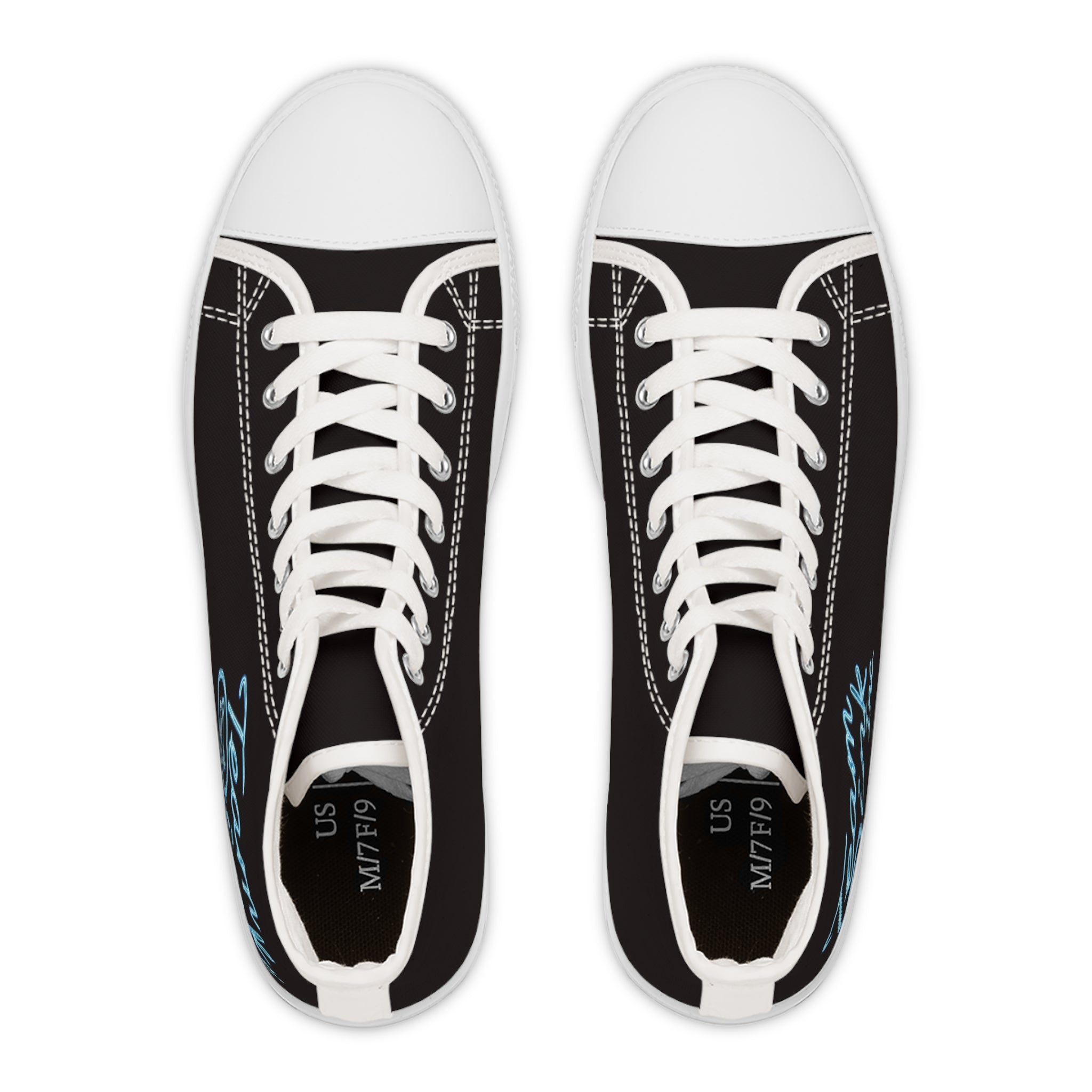 Women's High Top Sneakers — Retro Black Canvas with 'Team Pink Inc.' Script