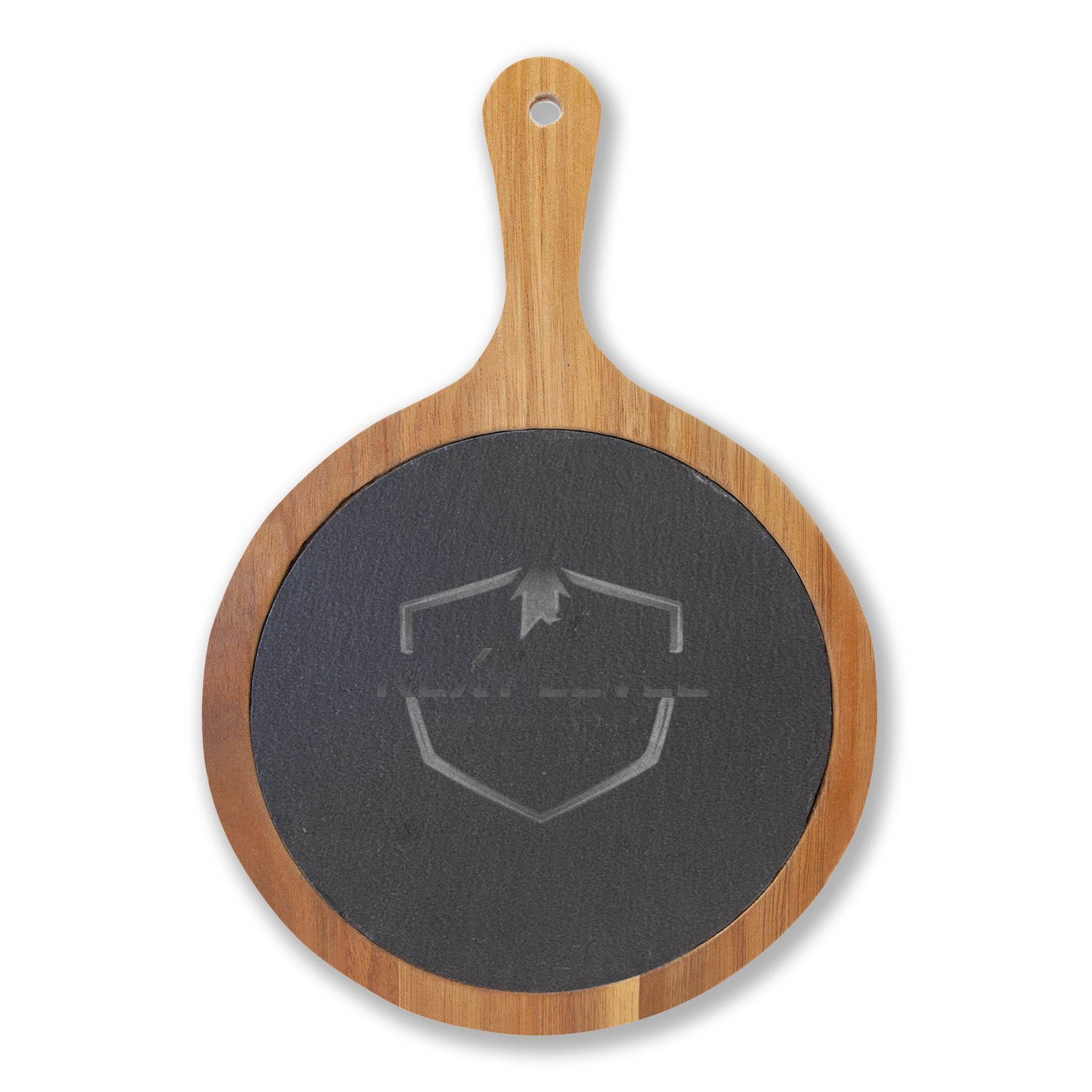 Engraved Acacia Charcuterie Board with Slate Insert & Cheese Knives