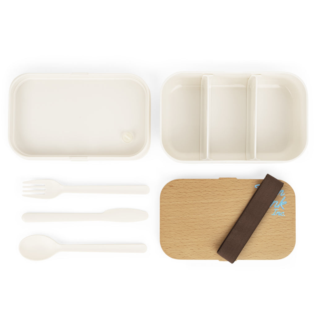 Wood Grain Bento Lunch Box — "Team Oink Inc." Logo Eco-Friendly Meal Container