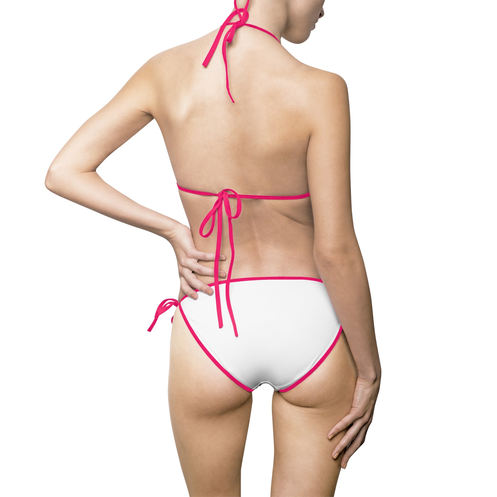 White Triangle Bikini Swimsuit with Colorful Smiley Accent
