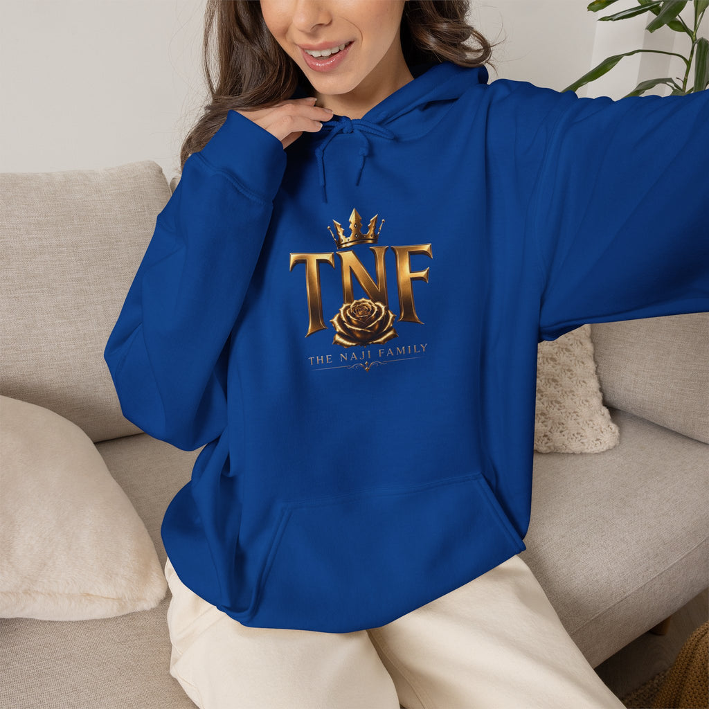 TNF Gold Rose Hoodie — Elegant Crown Logo Pullover