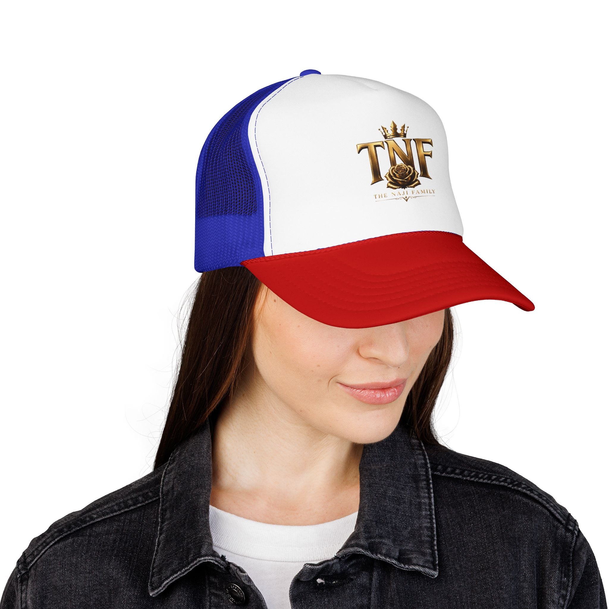 TNF Gold Rose Trucker Hat — The Dark Family Logo Foam Cap