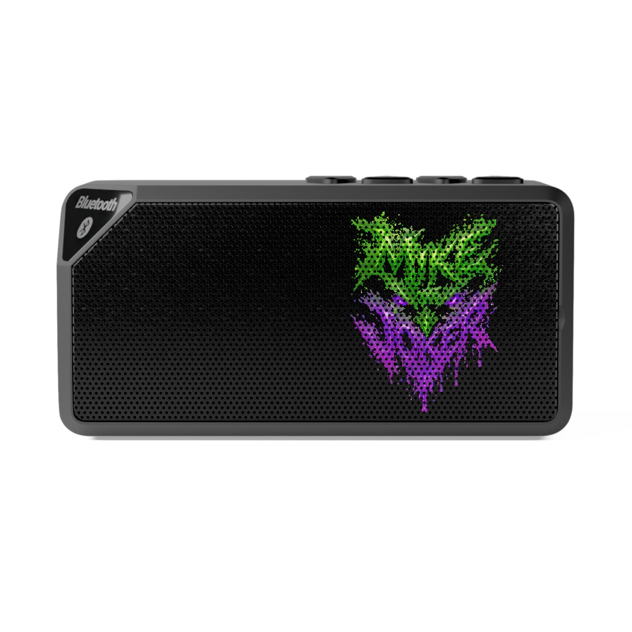 Bluetooth Speaker — Green & Purple Heart Pixel Art