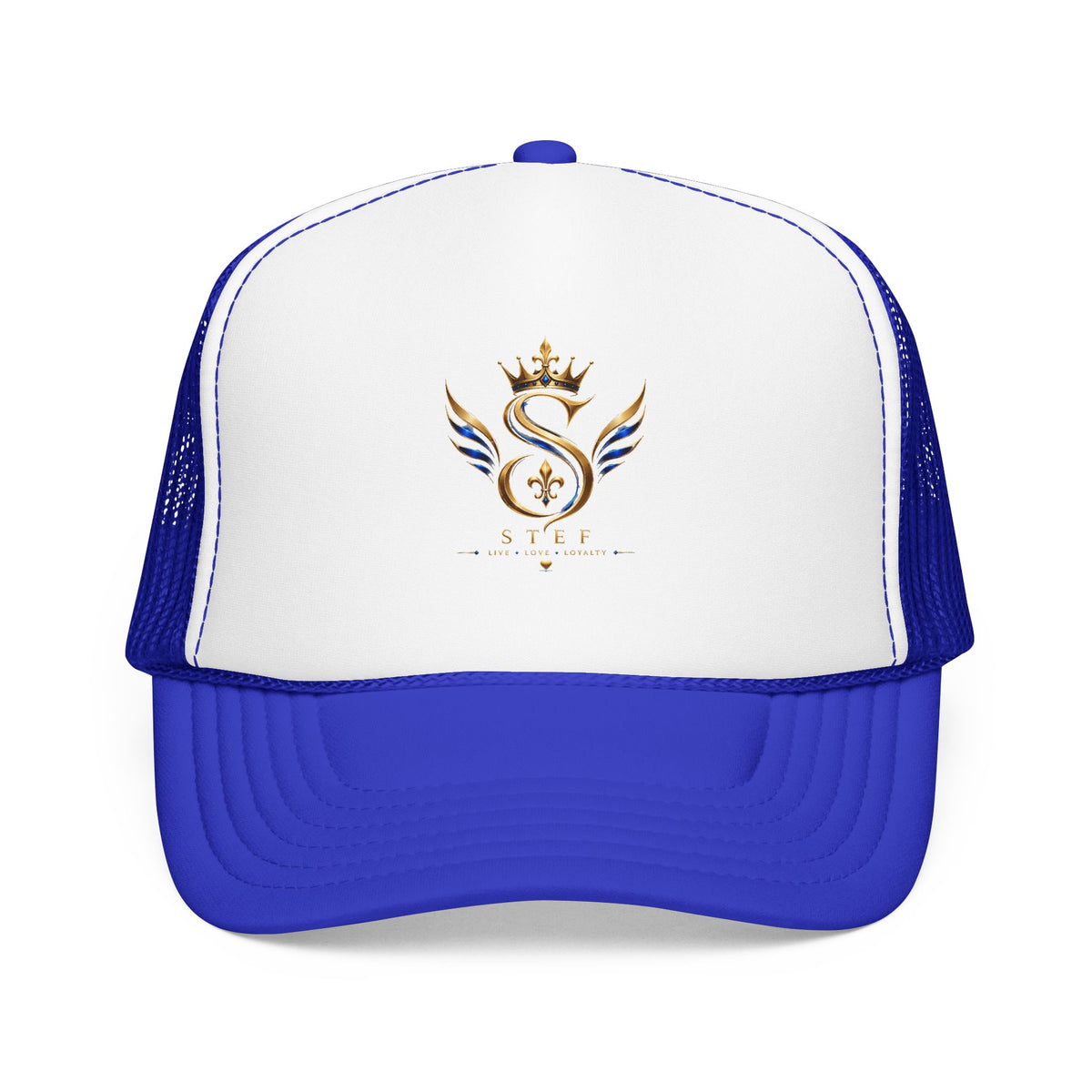Embroidered Royal S Crest Trucker Hat – Gold Crown & Wings Foam Cap