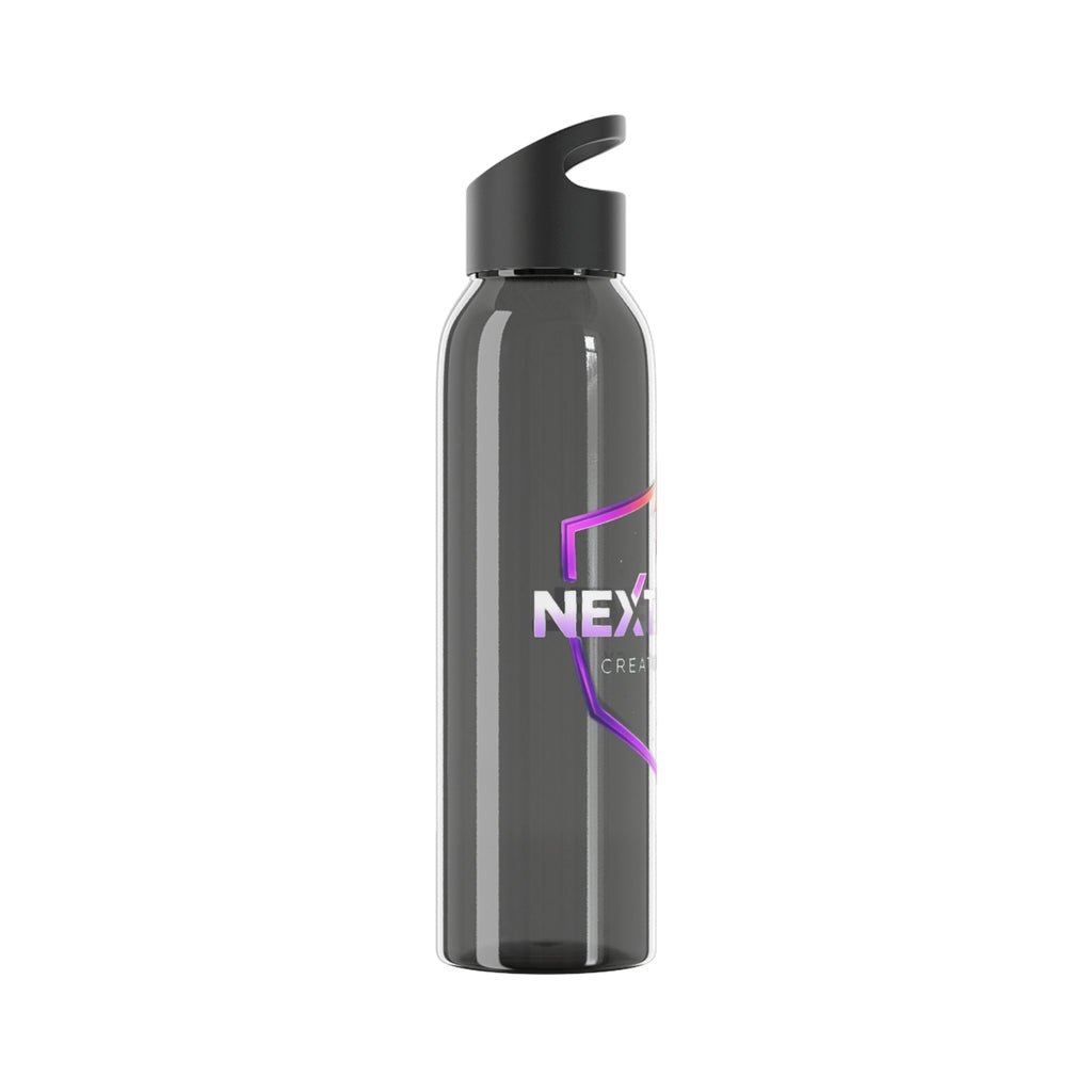 Sky Water Bottle — Clear Bottle with Gradient Arrow Logo (Next Level Creator Agency)
