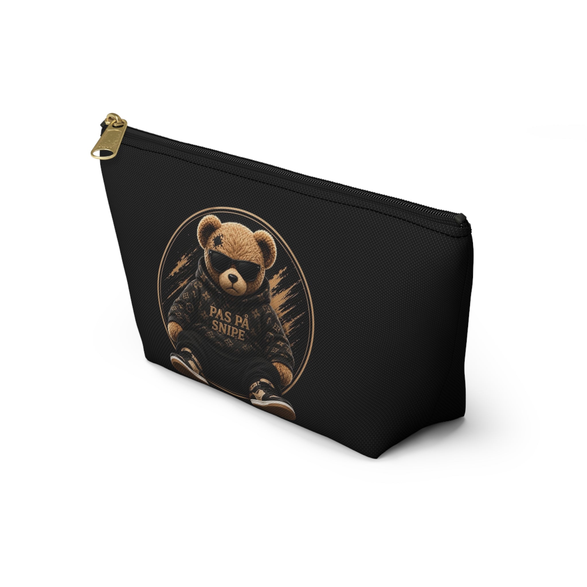 Teddy Bear Accessory Pouch - 'Pas På Snipe' Graphic Cosmetic Bag