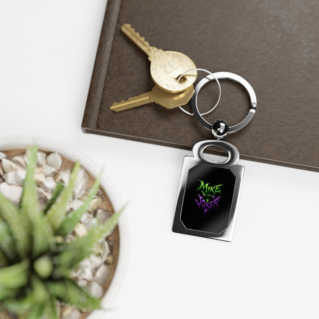 Rectangle Photo Keyring — Custom Neon 'Mike Joker' Graphic Metal Keychain