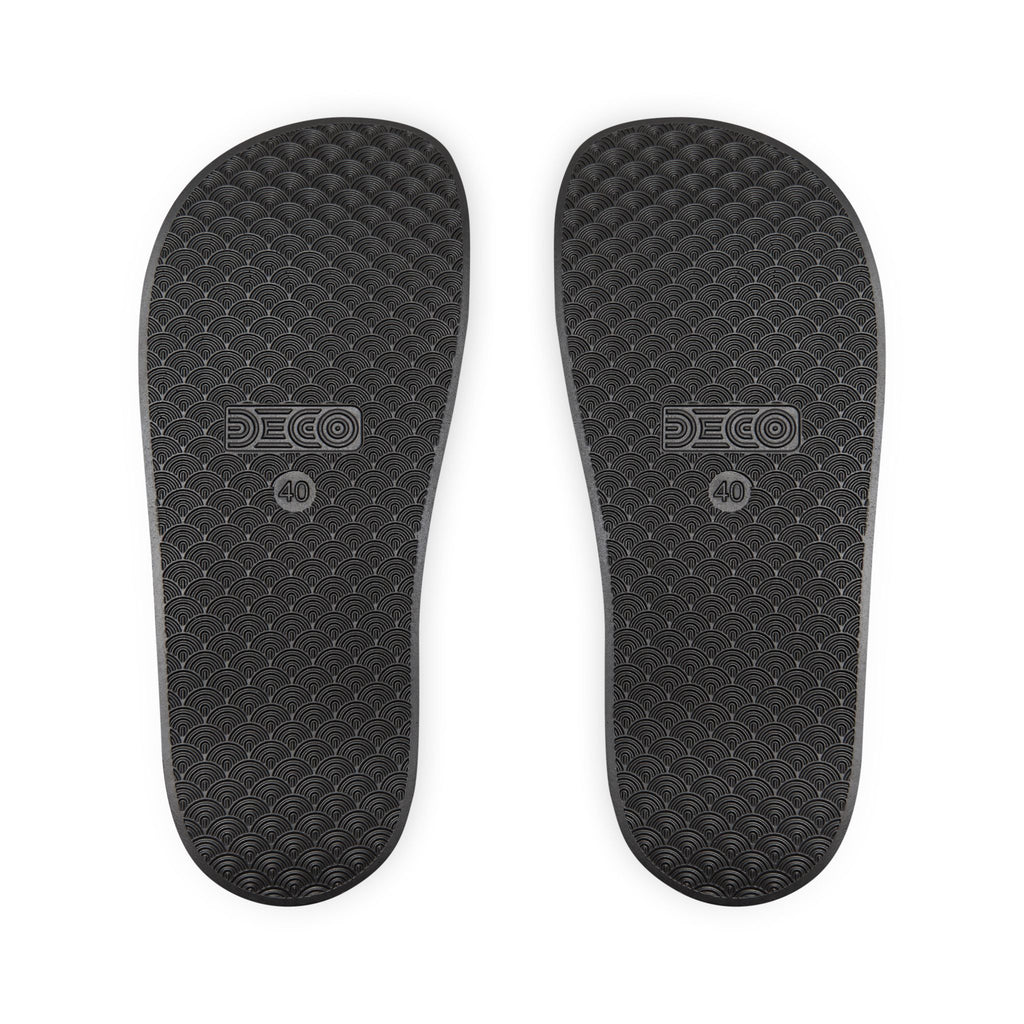 Men's Personalized Name Slides — Black Strap Sandals with Neon Green "Mike" Design